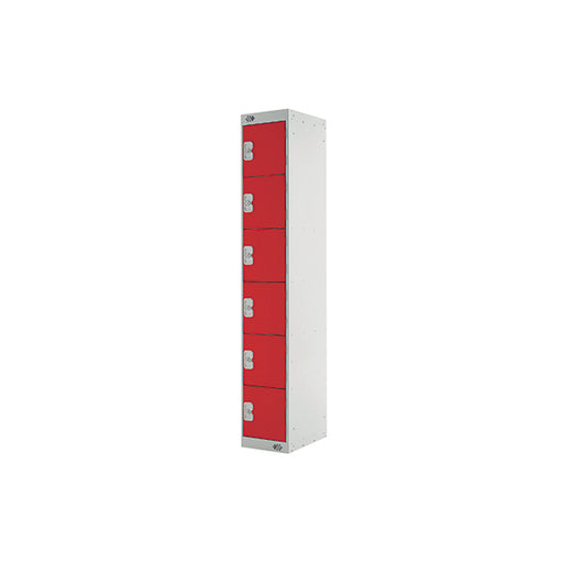 Six Compartment Express Standard Locker 300x300x1800mm Red Door MC00150