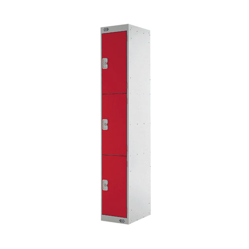 Three Compartment Express Standard Locker 300x450x1800mm Red Door MC00159