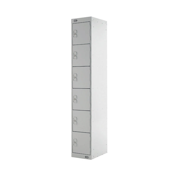 Six Compartment Express Standard Locker 300x450x1800mm Light Grey Door MC00164