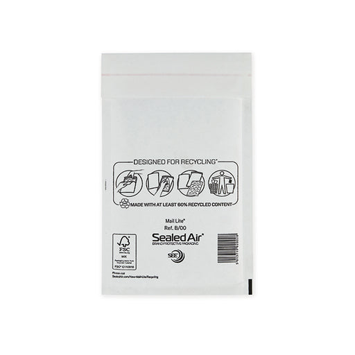 Mail Lite Bubble Postal Bag White B00-120x210 (Pack of 100) 101097839