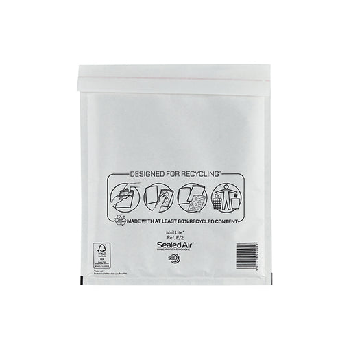 Mail Lite Bubble Postal Bag White E2-220x260 (Pack of 100) 101098083