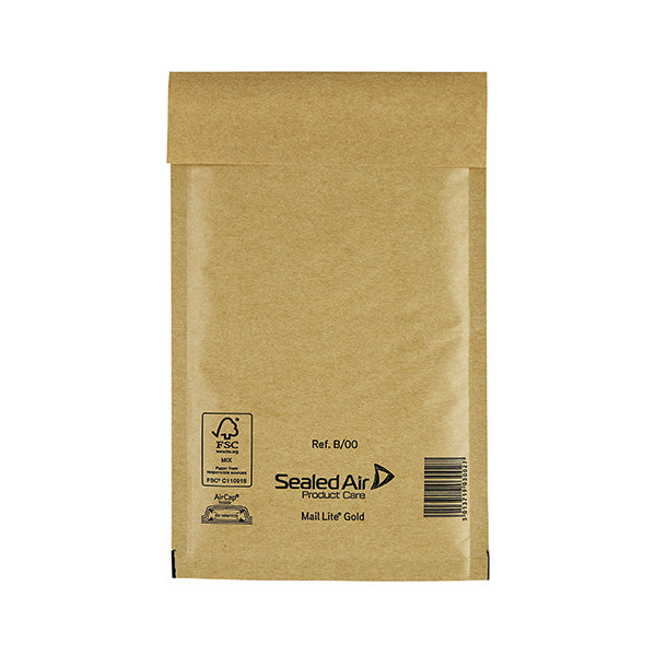 Mail Lite Bubble Postal Bag Gold B00-120x210 (Pack of 100) 101098090