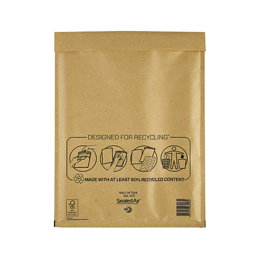 Mail Lite Bubble Postal Bag Gold H5-270x360 (Pack of 50) 101098097