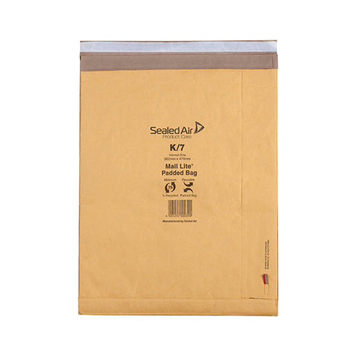 Mail Lite Padded Postal Bag Size K/7 365x476mm Gold (Pack of 50) 100943514