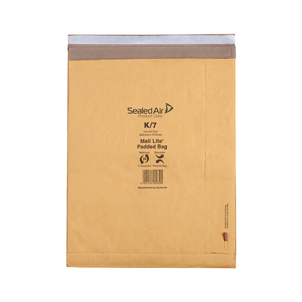 Mail Lite Padded Postal Bag Size K/7 365x476mm Gold (Pack of 50) 100943514