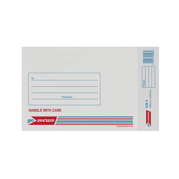 GoSecure Bubble Lined Envelope Size 4 180x265mm White (Pack of 20) PB02128