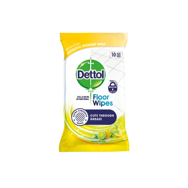 Dettol Biodegradable Citrus Floor Wipes 10 Wipe Pack (Pack of 14) 3213958