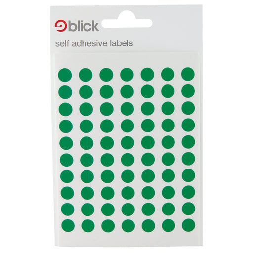 Blick Coloured Labels in Bags Round 8mm Dia 490 Per Bag Green (Pack of 9800) RS002659