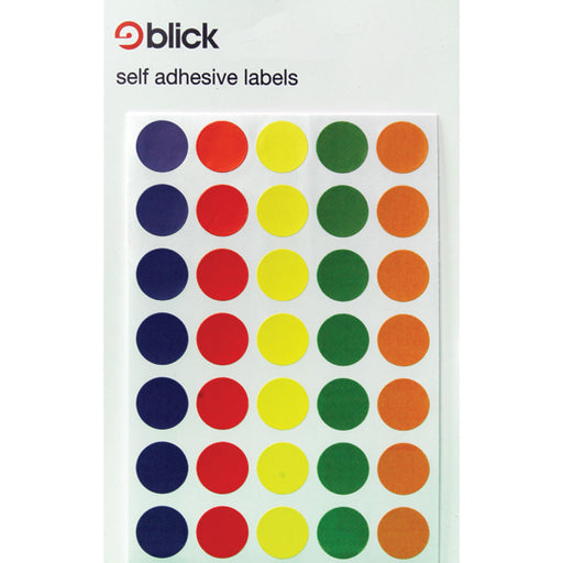 Blick Coloured Labels in Bags Round 13mm Dia 140 Per Bag Assorted (Pack of 2800) RS004950