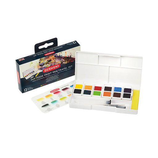 Derwent Inktense Paint 12 Pan Palette Travel Set Assorted 2302636