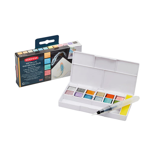 Derwent Inktense Metallic Paint 12 Colour Palette Travel Set 2305657