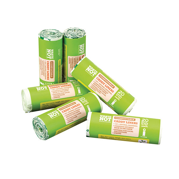 Waste Not Compostable Caddy Liner Bag 20 per Roll (Pack of 6)  10629