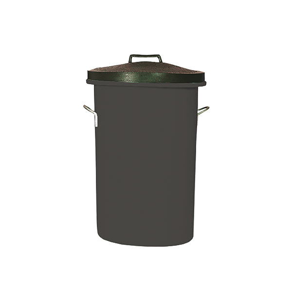 Heavy Duty Cylindrical Storage Bin With Lid Black 311960