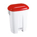 Derby Plastic Pedal Bin 60 Litre White/Red (Dimensions: W500 x D360 x H680mm) 348012