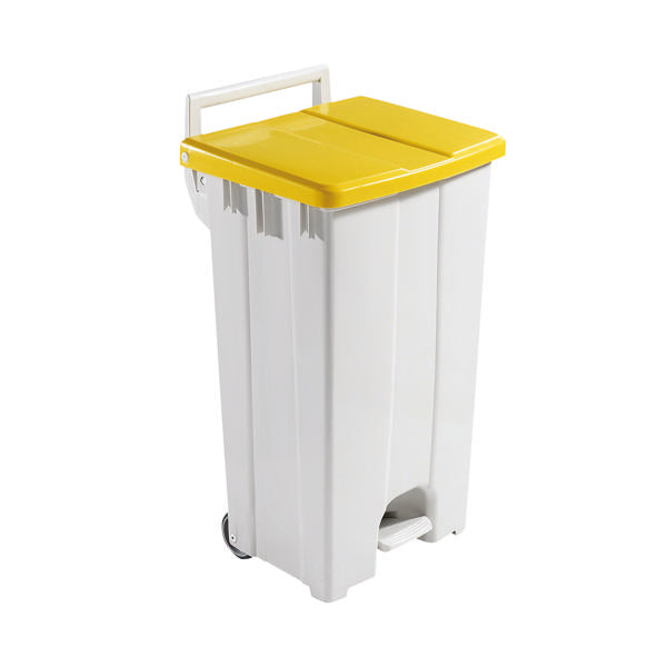 Grey 90 Litre Plastic Pedal Bin With Yellow Lid 357002