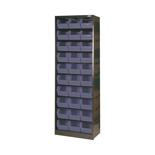 Metal Bin Cupboard With 30 Polypropylene Bins Dark Grey Black 371834