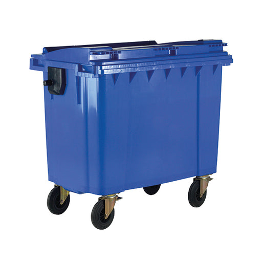 Wheelie Bin With Flat Lid 1100 Litre Blue (Dimensions: H1450 x W1400 x D1200mm) 377394