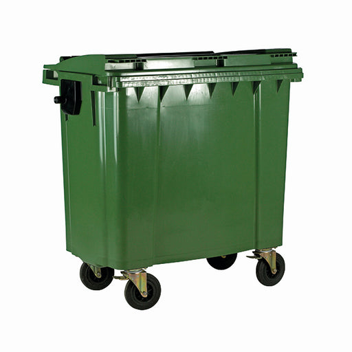 Wheelie Bin With Flat Lid 1100 Litre Green (Made of UV stabilised polyethylene) 377395