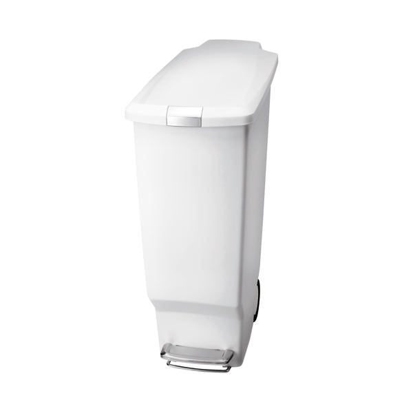 Slim Plastic Pedal Bin 40L White 382649