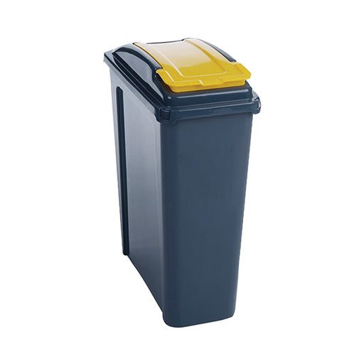 VFM Recycling Bin With Lid 25 Litre Yellow (Dimensions: 190 x 400 x 510mm) 384283