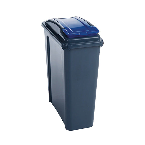 VFM Recycling Bin With Lid 25 Litre Blue 384286