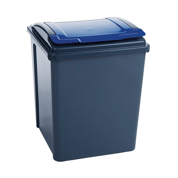 VFM Recycling Bin With Lid 50 Litre Blue 384290