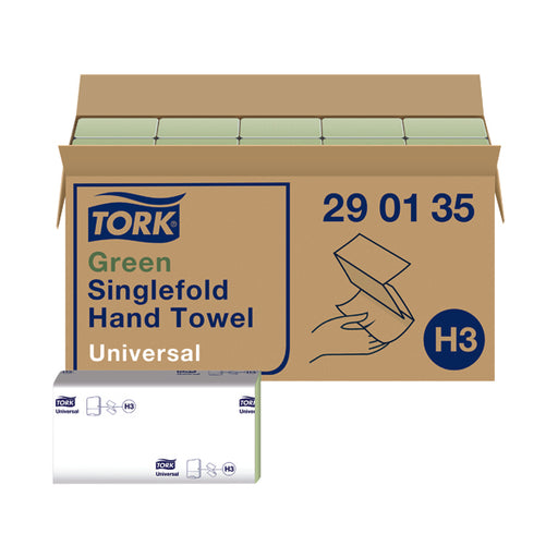 Tork Singlefold Hand Towel H3 Recycled Green (Pack of 20) 290135