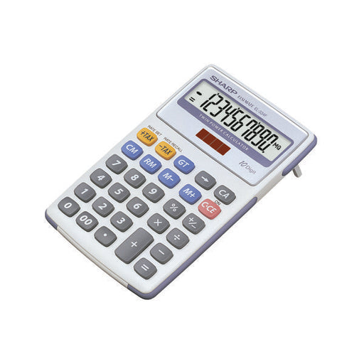 Sharp White and Grey 10-Digit Semi-Desktop Calculator EL334FB