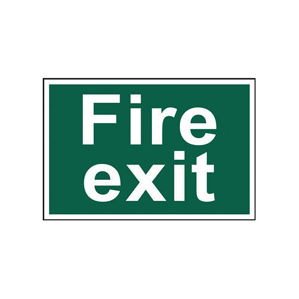 Spectrum Industrial Fire Exit Text S/A PVC Sign 300x200mm 1502