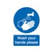 Safety Sign Wash Your Hands Please A5 Self-Adhesive MD05851S