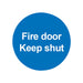 Safety Sign Fire Door Keep Shut 100x100mm PVC FR07002R