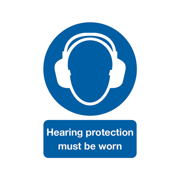 Safety Sign Hearing Protection Must be Worn A4 PVC MA01950R