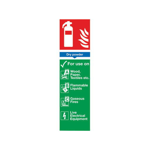 Safety Sign Fire Extinguisher Dry Powder 300x100mm PVC FR02625R