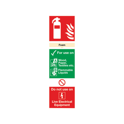 Safety Sign Fire Extinguisher Foam 300x100mm PVC FR08025R