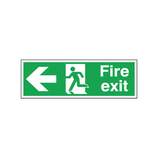 Safety Sign Fire Exit Running Man Arrow Left 150x450mm Self-Adhesive E97A/S