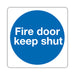 Safety Sign Fire Door Keep Shut 100x100mm Self-Adhesive (Pack of 5) KM14AS