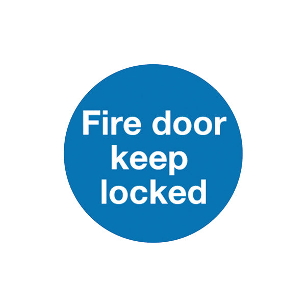 Safety Sign Fire Door Keep Locked 100x100mm Self-Adhesive (Pack of 5) KM72A/S