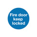 Safety Sign Fire Door Keep Locked 100x100mm Self-Adhesive (Pack of 5) KM72A/S