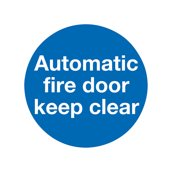 Safety Sign Automatic Fire Door 100x100mm Self-Adhesive (Pack of 5) KM73AS