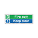 Safety Sign Fire Exit Keep Clear 150x450mm Self-Adhesive EC08S/S