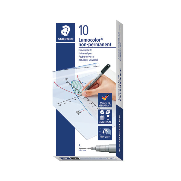 Staedtler Lumocolor Pen Superfine Non-Permanent Black (Pack of 10) 311-9