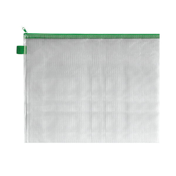 BDS Mesh Zip Bag 405x315mm Green (Pack of 5) ZIPPER GREEN