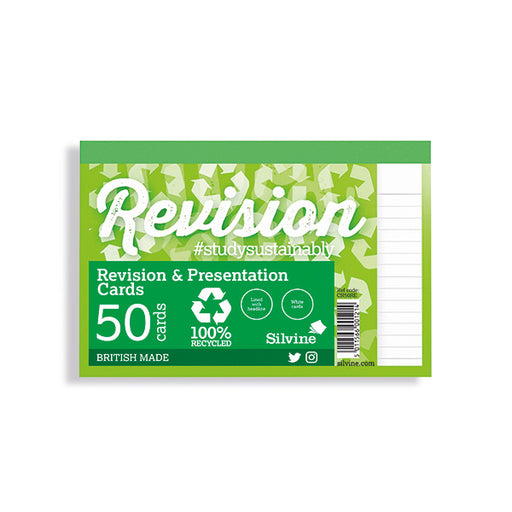 Silvine Recycled Study and Presentation Cards 50 White (Pack of 20) CR50RE