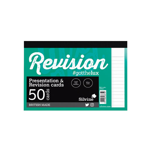 Silvine Revision Card Notepad 50 Card White (Pack of 20) CR50