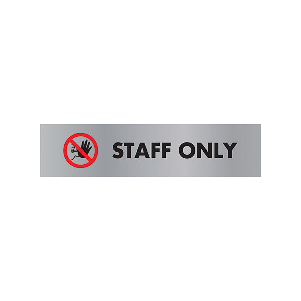 Acrylic Sign Staff Only Aluminium 190x45mm SR22365