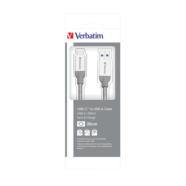 Verbatim USB-C to USB-A Cable Charger 30cm (Transfer speeds of  up to 10GB/s) 48868