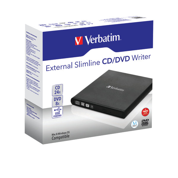 Verbatim Black Mobile DVD Rewriter USB 2.0 (Fully compliant with MDISC archive technology) 98938