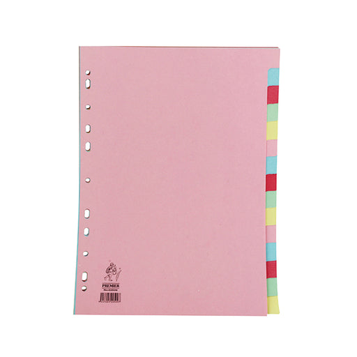 A4 Manilla Divider 15-Part Pink With Multi-Colour Tabs WX01516