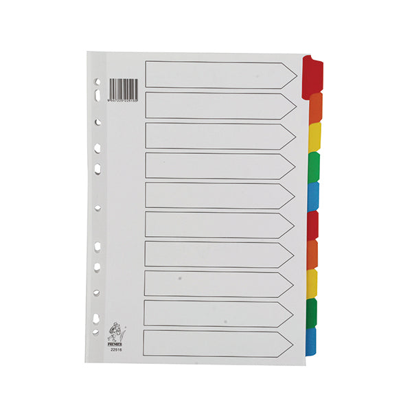 A4 Mylar Divider 10-Part White With Multi-Colour Tabs WX01526