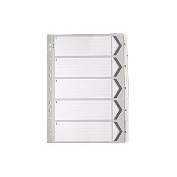 A4 White 1-5 Mylar Index (Multi-punched and Mylar-reinforced tabs and holes) WX01527